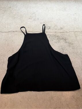 Article Black High-Neck Crossover Split-Back Crop Tank Top - Size S